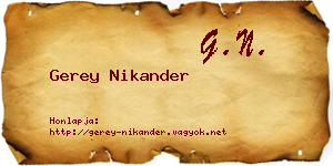 Gerey Nikander névjegykártya